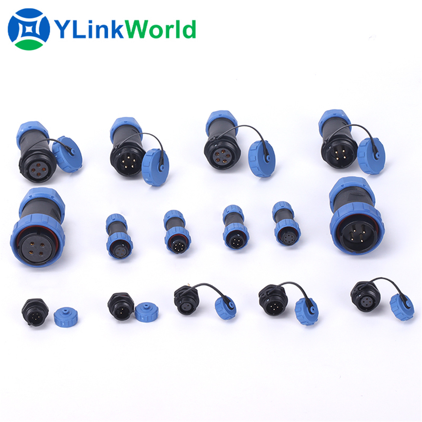 SP2113 ເພດຍິງ 2 3 4 5 7 9 12Pin Plastic Industrial Waterproof Connector Electrical Socket With Cap-01