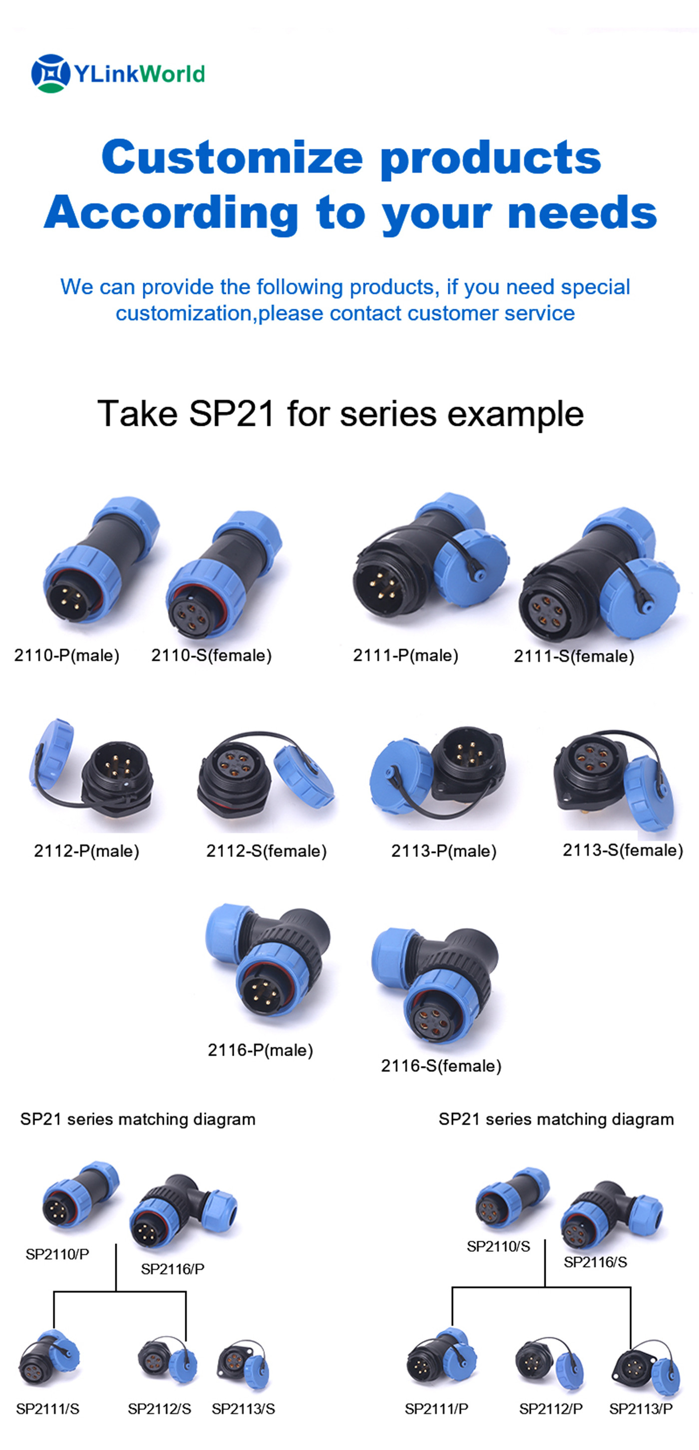 SP2116 オス 2 3 4 5 7 9 12Pin プラスチック工業用防水電気直角コネクタ-01 (3)