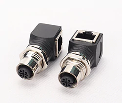 M12 Connector to RJ45 Adapter, Male/Female Options, Straight and 90-degree Styles, A/D Coded